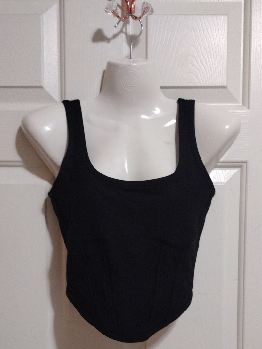 PINK Victoria's Secret Black Cinched Waist Corset Tank Med 🆕